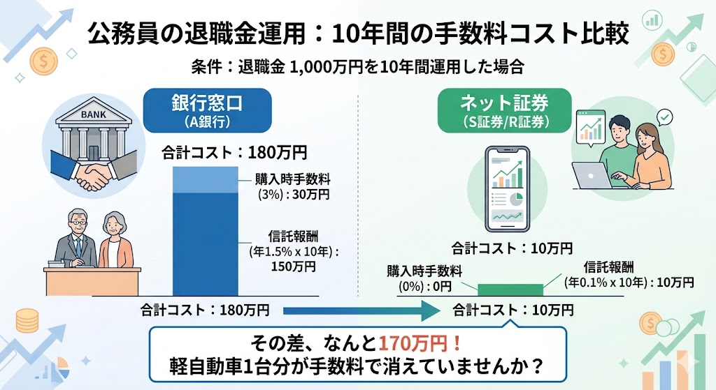 手数料がネット証券の数十倍かかる