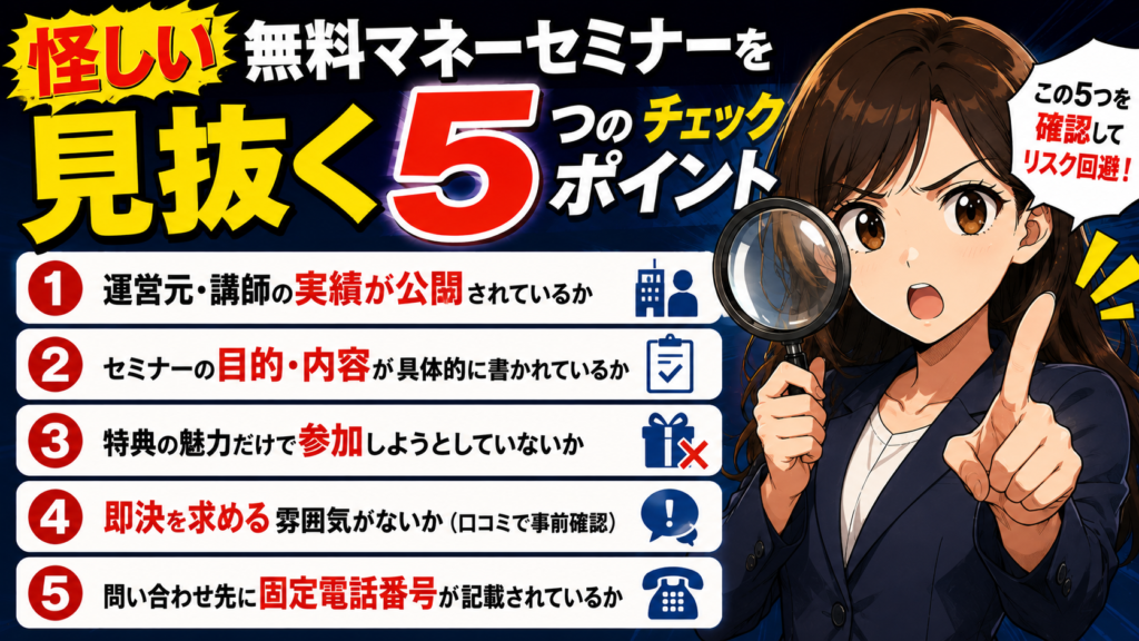 怪しい無料マネーセミナーを見抜く5つのチェックポイント