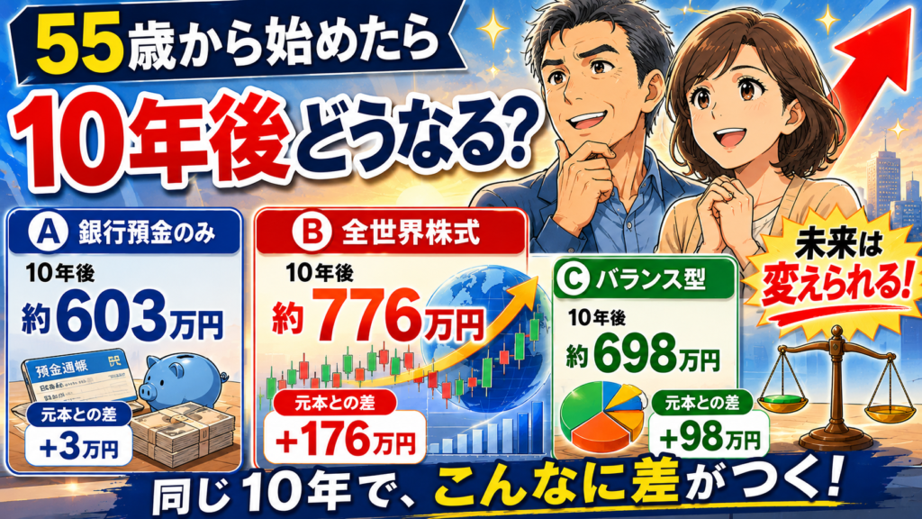 実例シミュレーション：55歳から始めたらどうなる？